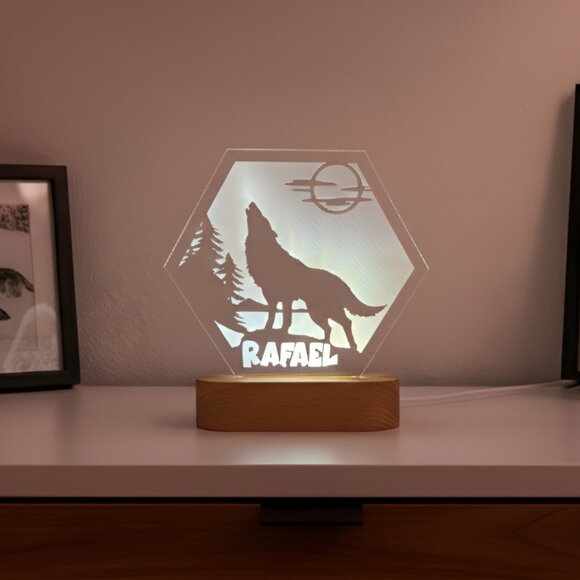 Wolf Kids LED Name Light • Personalized Bedroom Decor • Son/Baby Gift - Picture 8 of 8